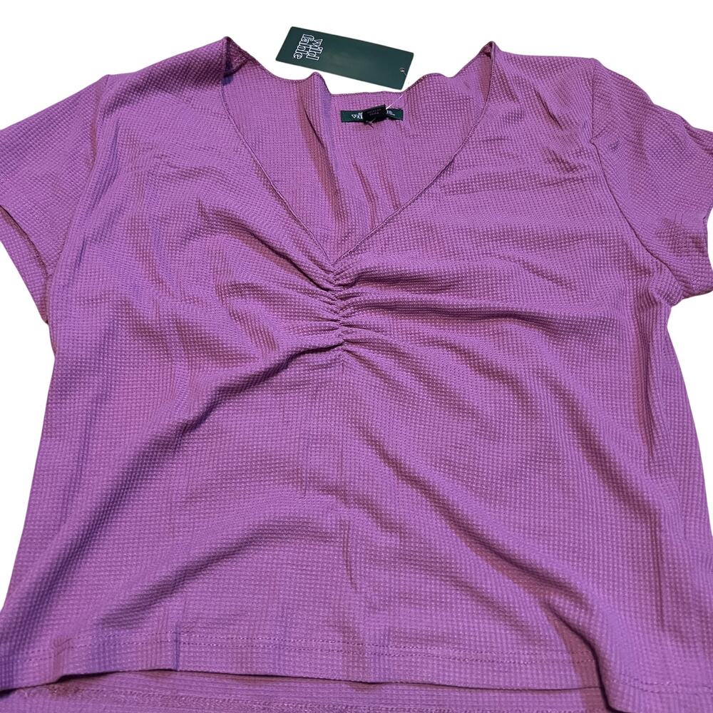 Wild Fable Women's Purple Short Sleeve Cinch Front Baby T-Shirt - Large - NWT